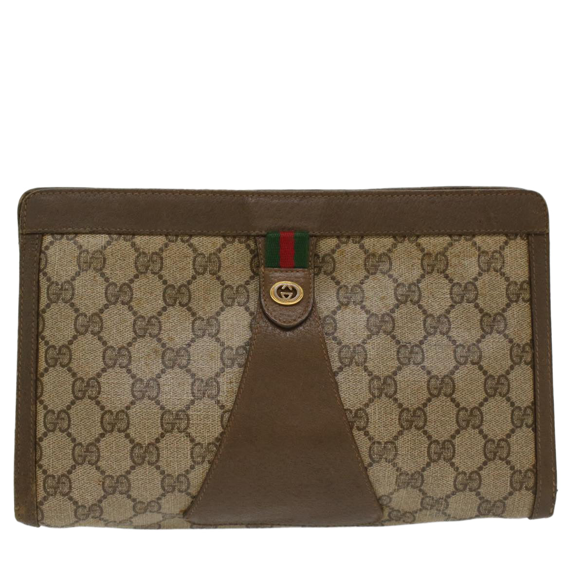 GUCCI GG Canvas Web Sherry Line Clutch Bag Beige Red 5601012  ep1196