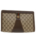 GUCCI GG Canvas Web Sherry Line Clutch Bag Beige Red 156.01.033  ep1221