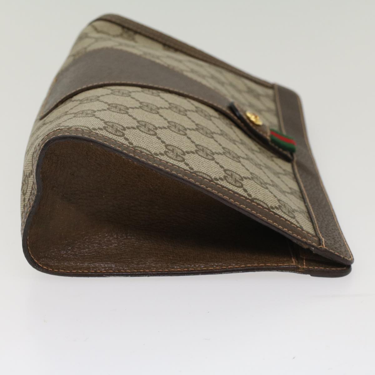 GUCCI GG Canvas Web Sherry Line Clutch Bag Beige Red 156.01.033  ep1221