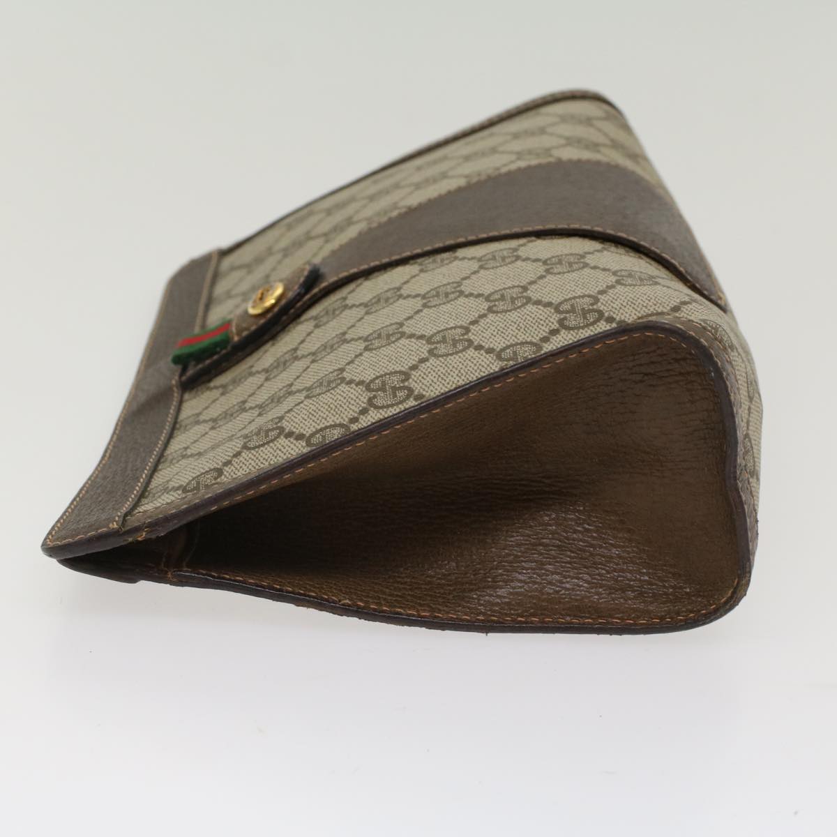 GUCCI GG Canvas Web Sherry Line Clutch Bag Beige Red 156.01.033  ep1221