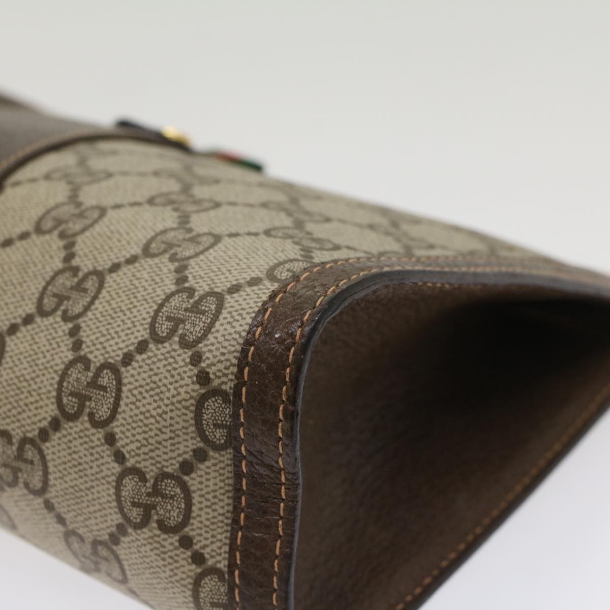 GUCCI GG Canvas Web Sherry Line Clutch Bag Beige Red 156.01.033  ep1221