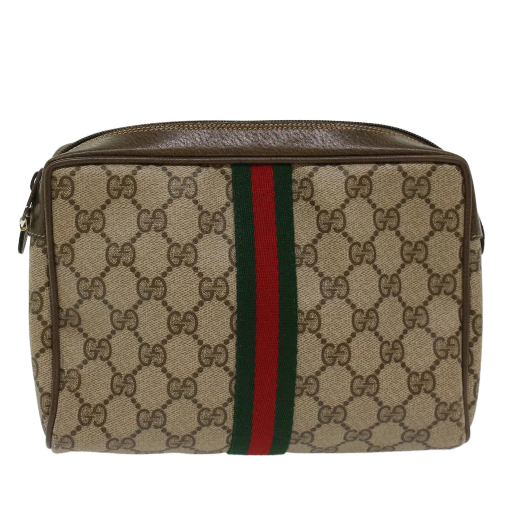 GUCCI GG Canvas Web Sherry Line Clutch Bag Beige Red 2201012  ep1227