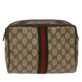 GUCCI GG Canvas Web Sherry Line Clutch Bag Beige Red 2201012  ep1227