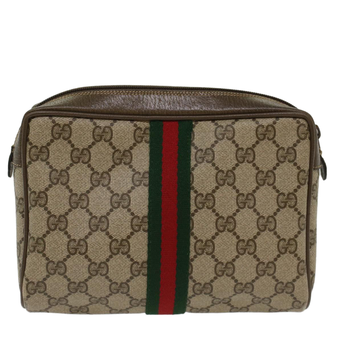 GUCCI GG Canvas Web Sherry Line Clutch Bag Beige Red 2201012  ep1227