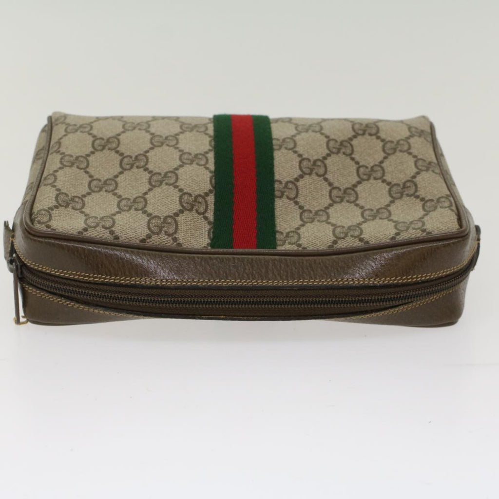 GUCCI GG Canvas Web Sherry Line Clutch Bag Beige Red 2201012  ep1227
