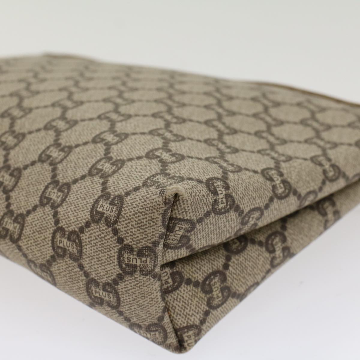 GUCCI GG Plus Canvas Clutch Bag PVC Leather Beige  ep1228