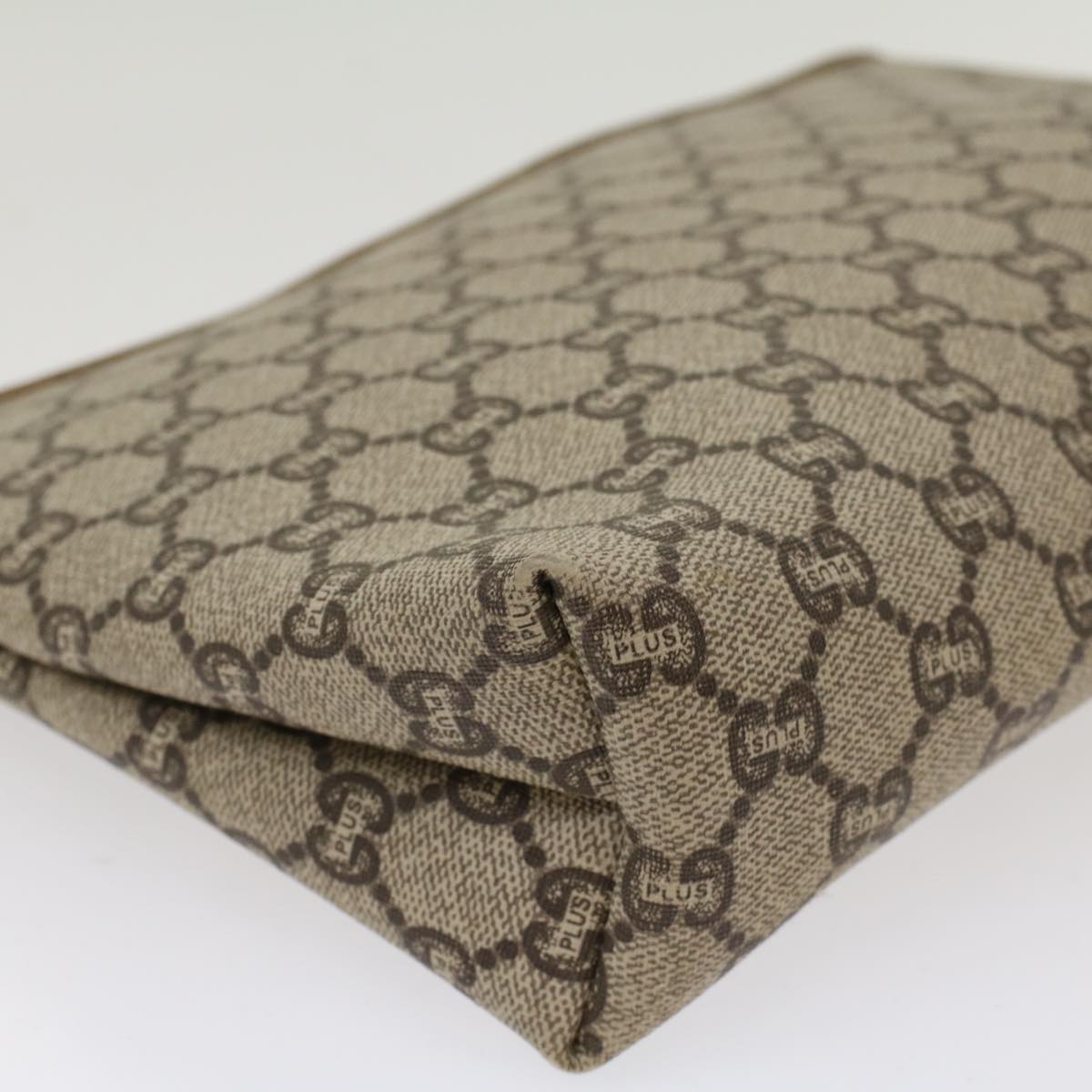 GUCCI GG Plus Canvas Clutch Bag PVC Leather Beige  ep1228