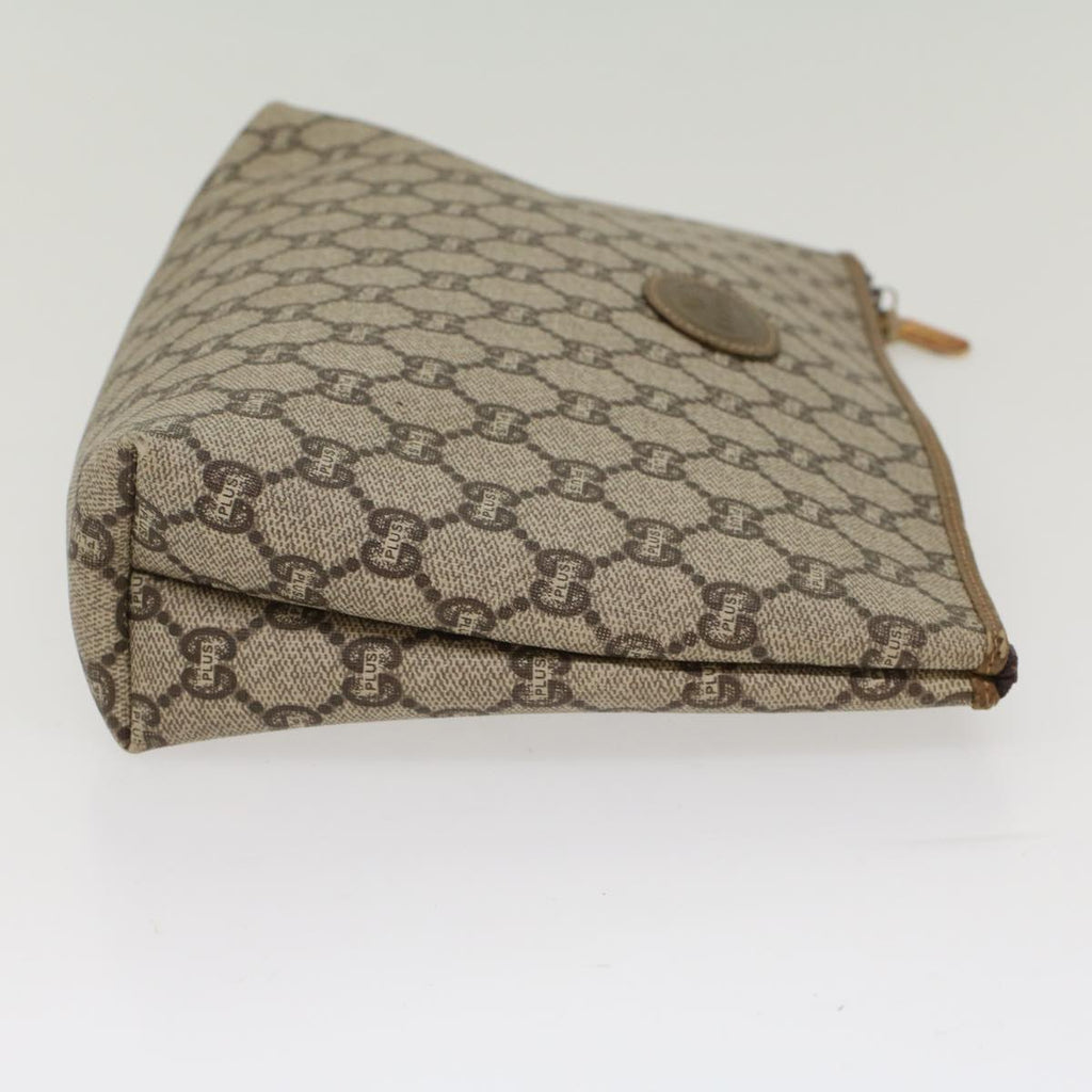 GUCCI GG Plus Canvas Clutch Bag PVC Leather Beige  ep1228