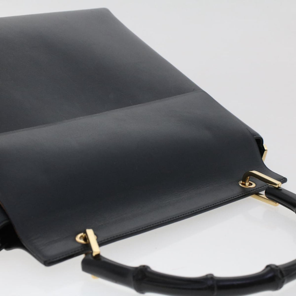GUCCI Bamboo Shoulder Bag Leather Black  ep1264
