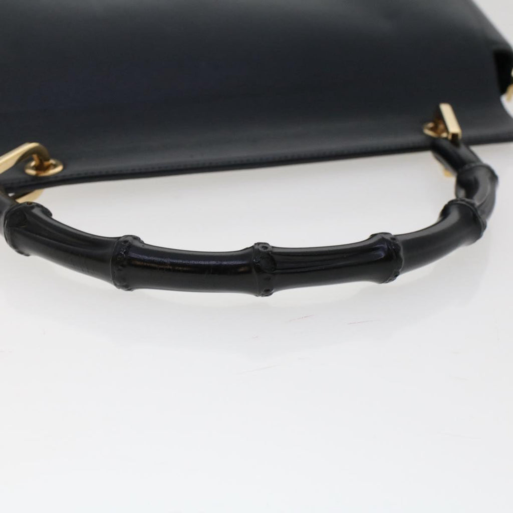 GUCCI Bamboo Shoulder Bag Leather Black  ep1264