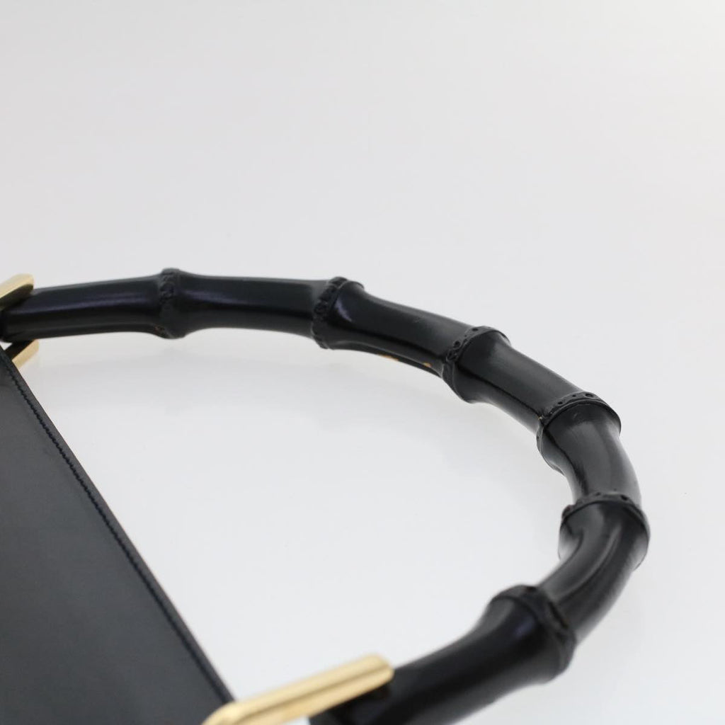 GUCCI Bamboo Shoulder Bag Leather Black  ep1264