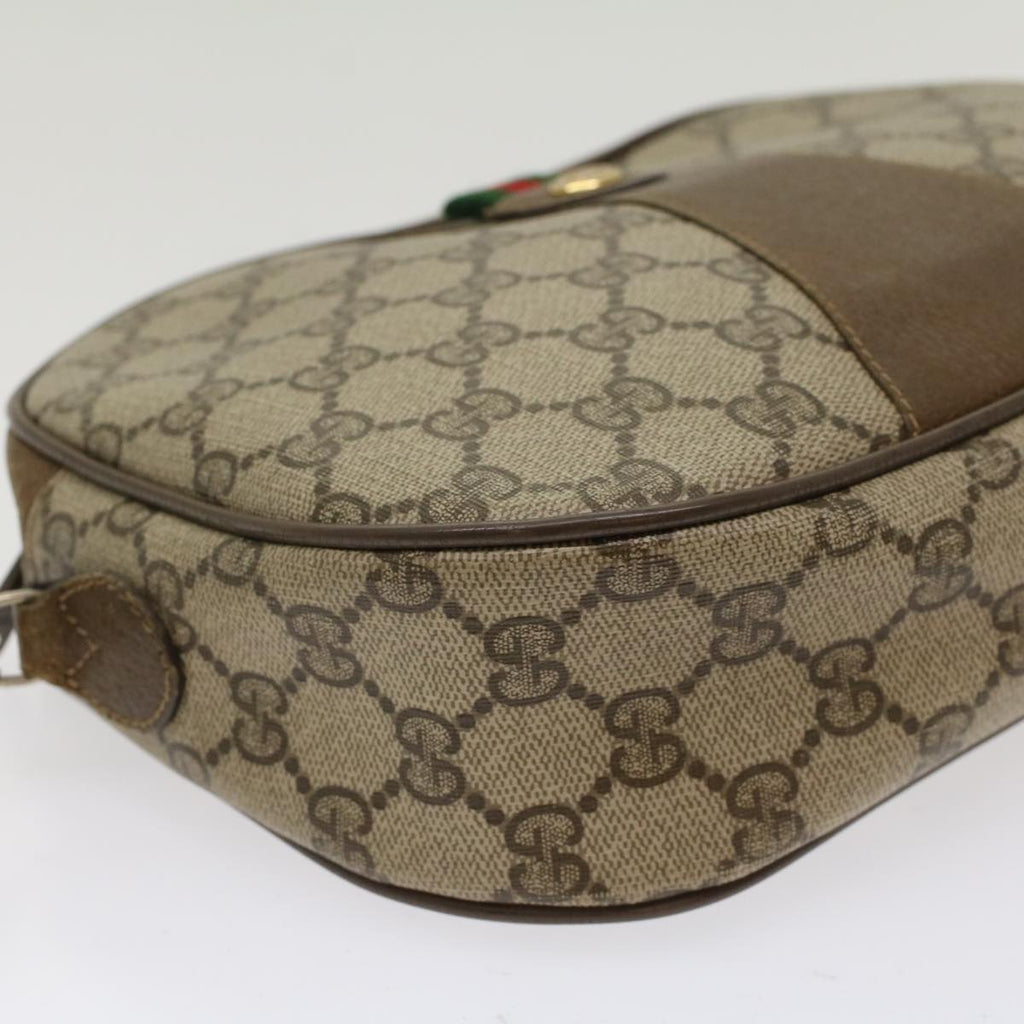GUCCI GG Canvas Web Sherry Line Clutch Bag PVC Leather Beige Red  ep1269