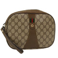 GUCCI GG Canvas Web Sherry Line Clutch Bag PVC Leather Beige Red  ep1269