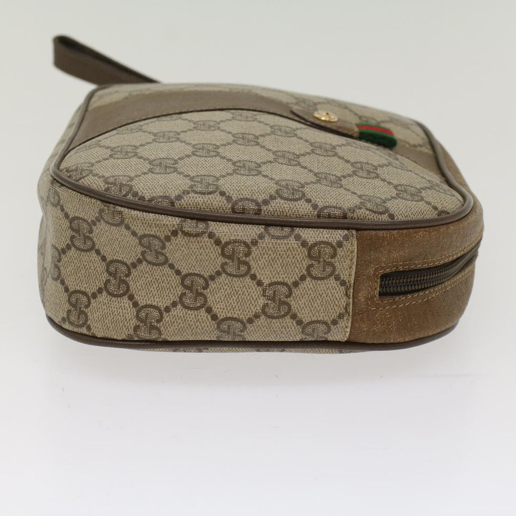 GUCCI GG Canvas Web Sherry Line Clutch Bag PVC Leather Beige Red  ep1269