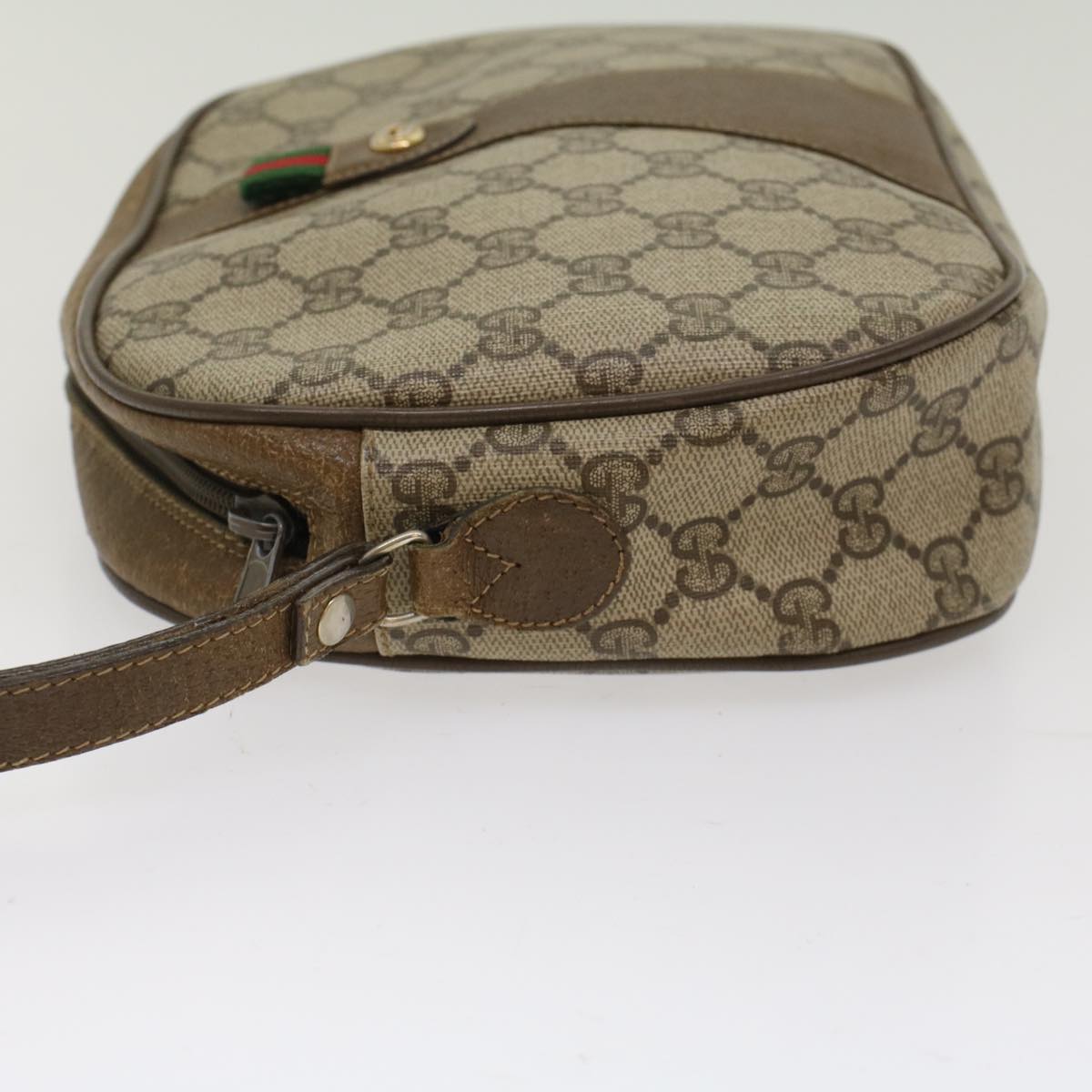 GUCCI GG Canvas Web Sherry Line Clutch Bag PVC Leather Beige Red  ep1269