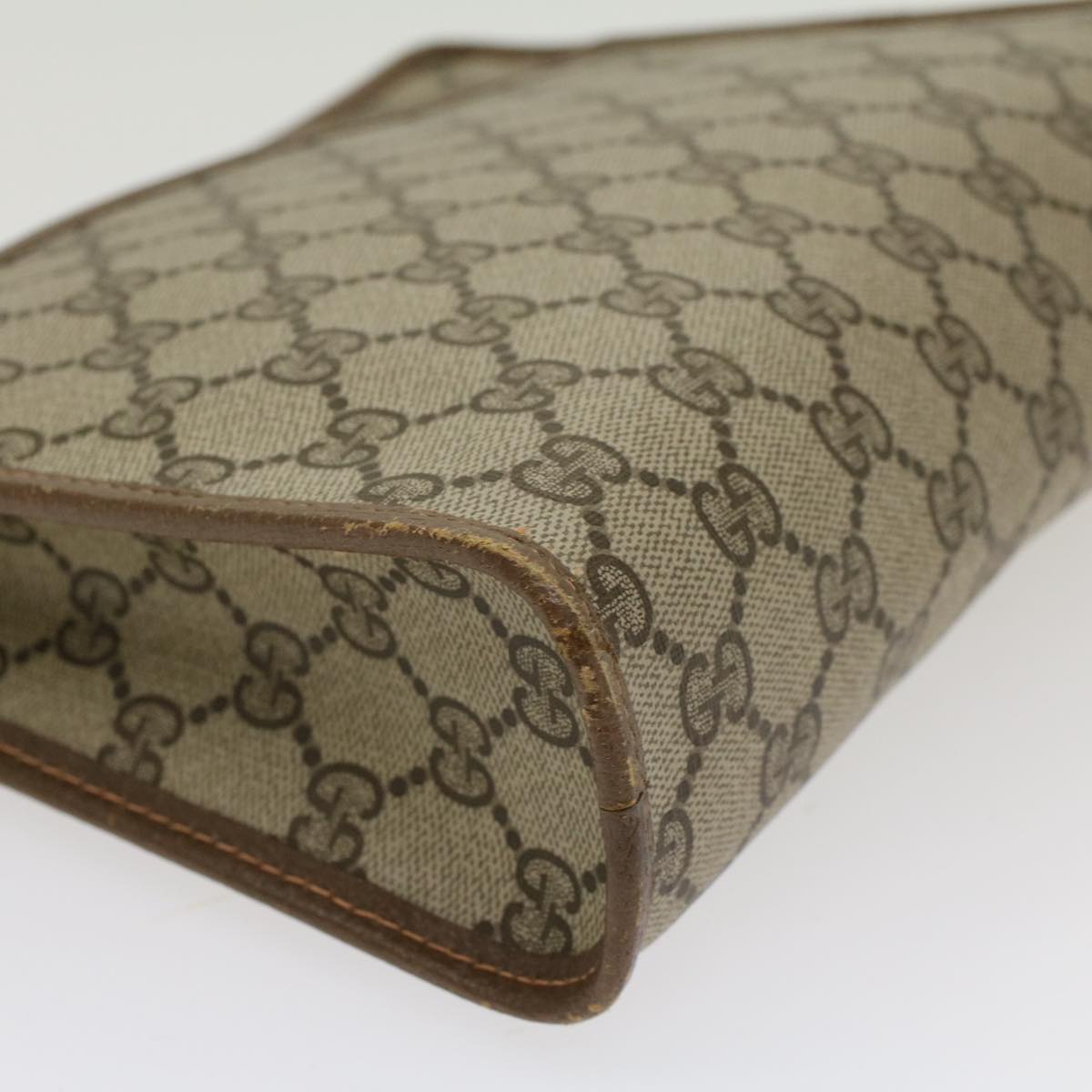 GUCCI GG Canvas Clutch Bag PVC Leather Beige  ep898