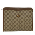 GUCCI GG Canvas Clutch Bag PVC Leather Beige  ep898