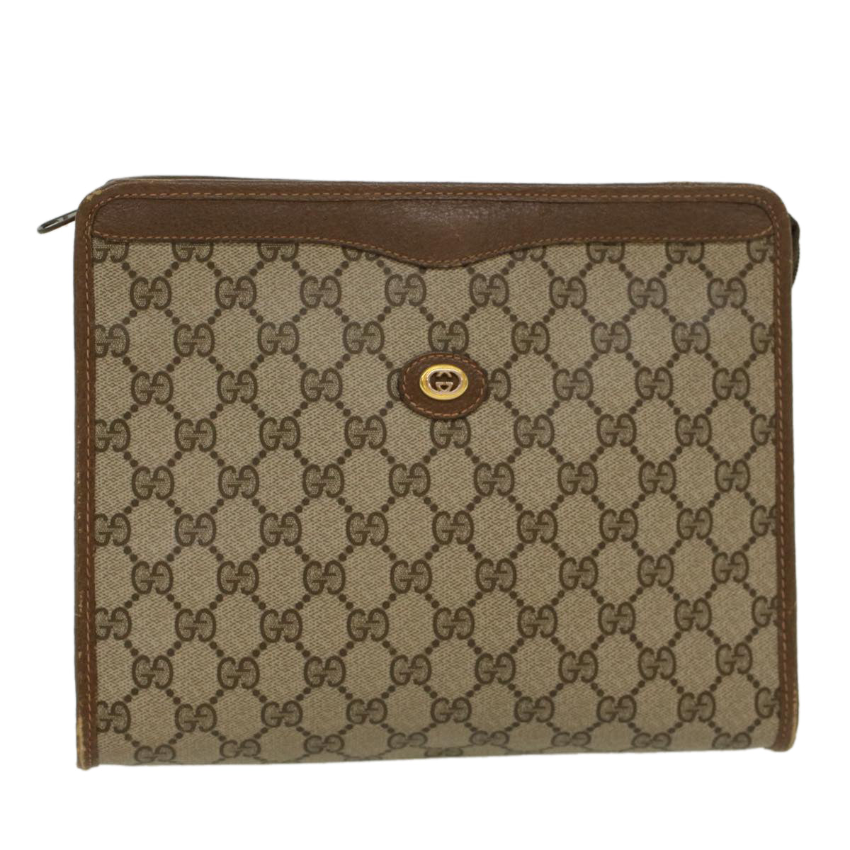 GUCCI GG Canvas Clutch Bag PVC Leather Beige  ep898