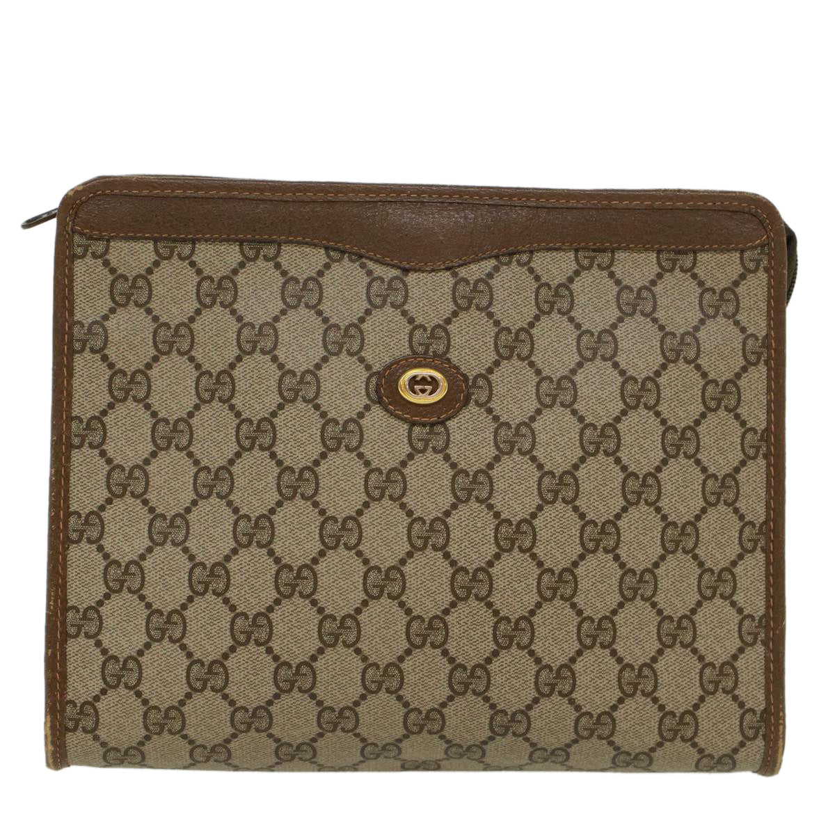 GUCCI GG Canvas Clutch Bag PVC Leather Beige  ep898