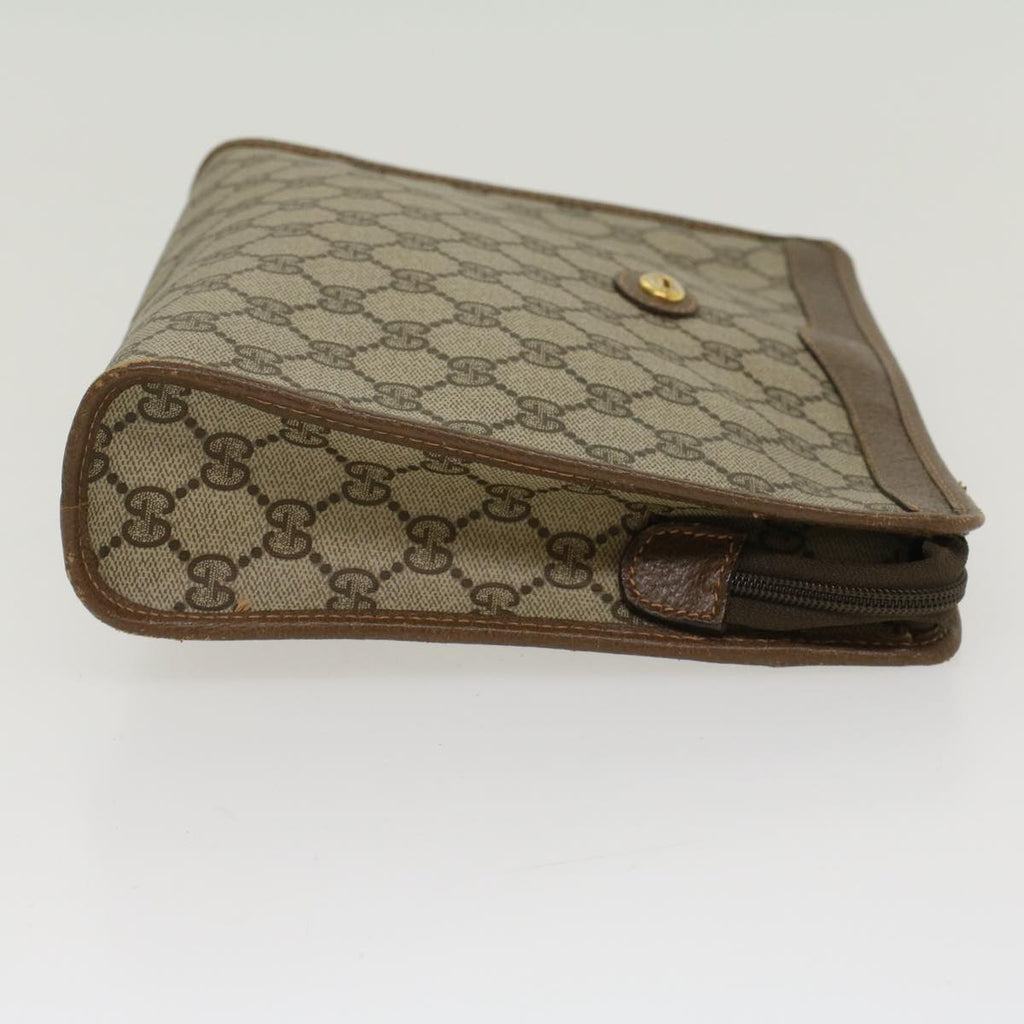 GUCCI GG Canvas Clutch Bag PVC Leather Beige  ep898