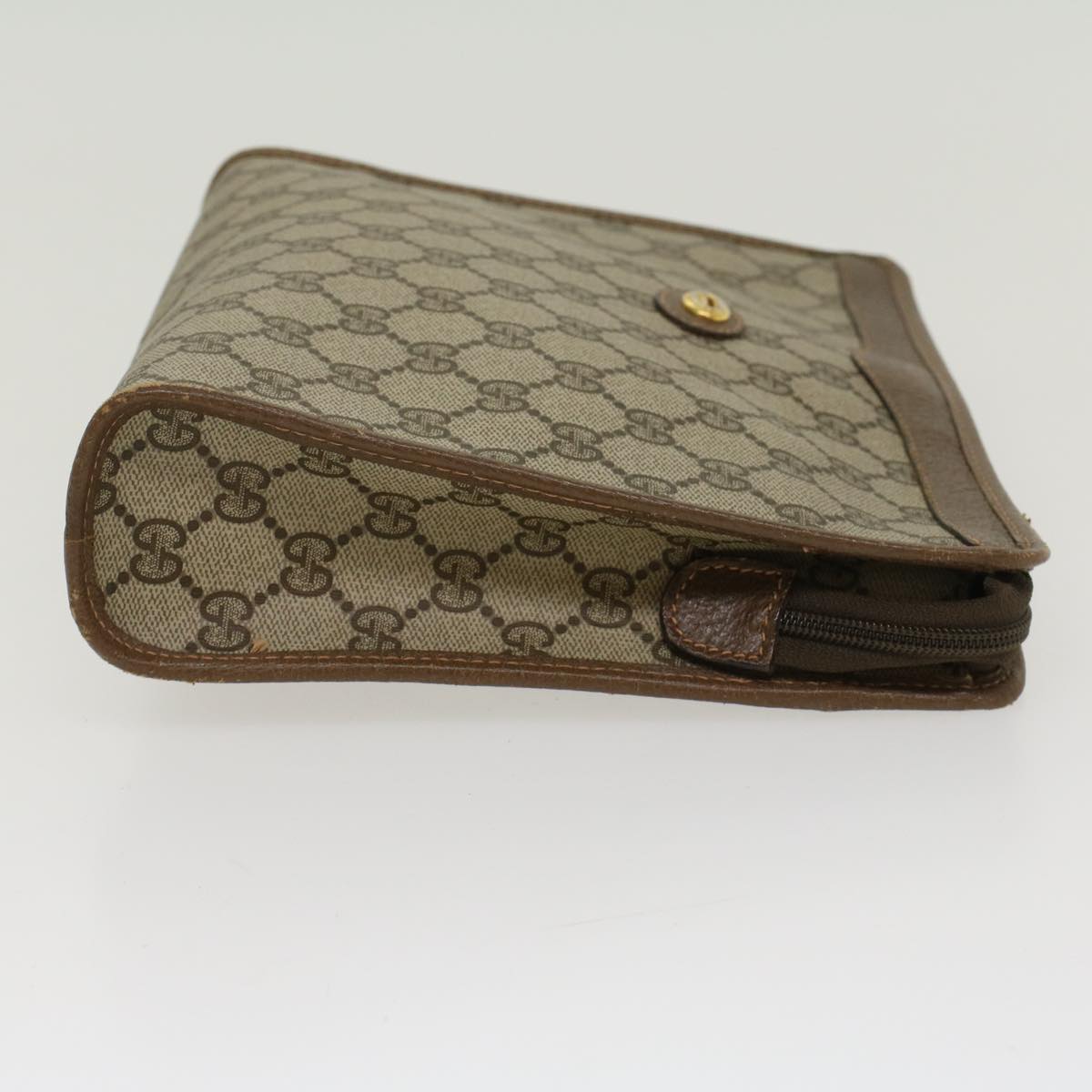 GUCCI GG Canvas Clutch Bag PVC Leather Beige  ep898