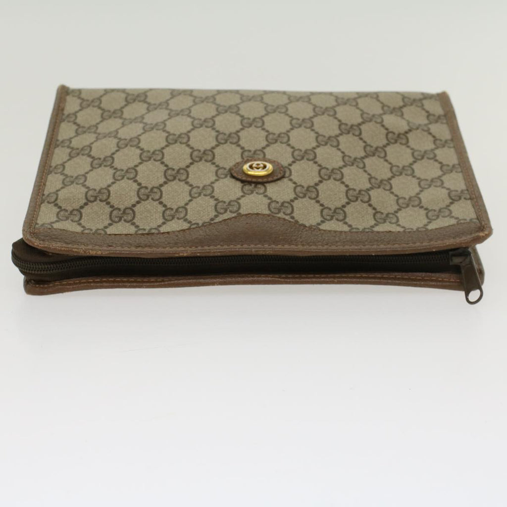 GUCCI GG Canvas Clutch Bag PVC Leather Beige  ep898