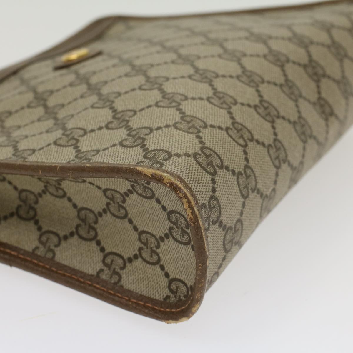 GUCCI GG Canvas Clutch Bag PVC Leather Beige  ep898