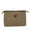 GUCCI GG Canvas Clutch Bag PVC Leather Beige 0141156088 4021  ep901