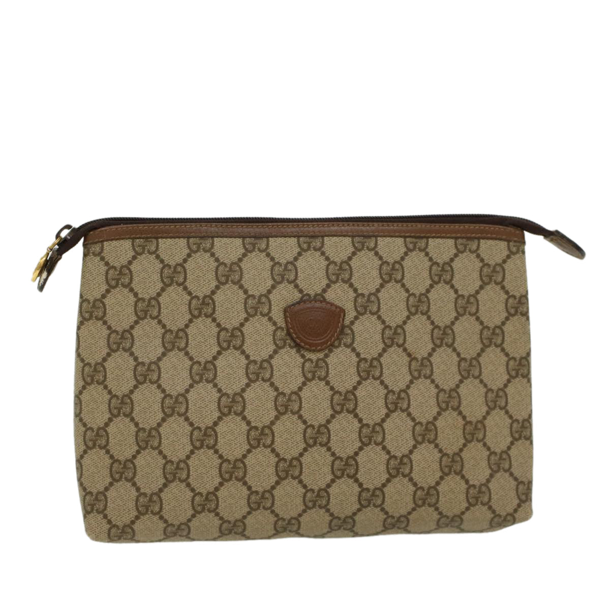 GUCCI GG Canvas Clutch Bag PVC Leather Beige 0141156088 4021  ep901