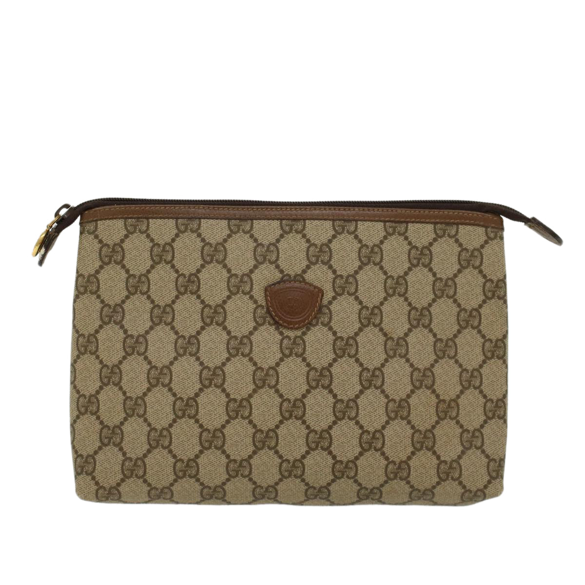 GUCCI GG Canvas Clutch Bag PVC Leather Beige 0141156088 4021  ep901