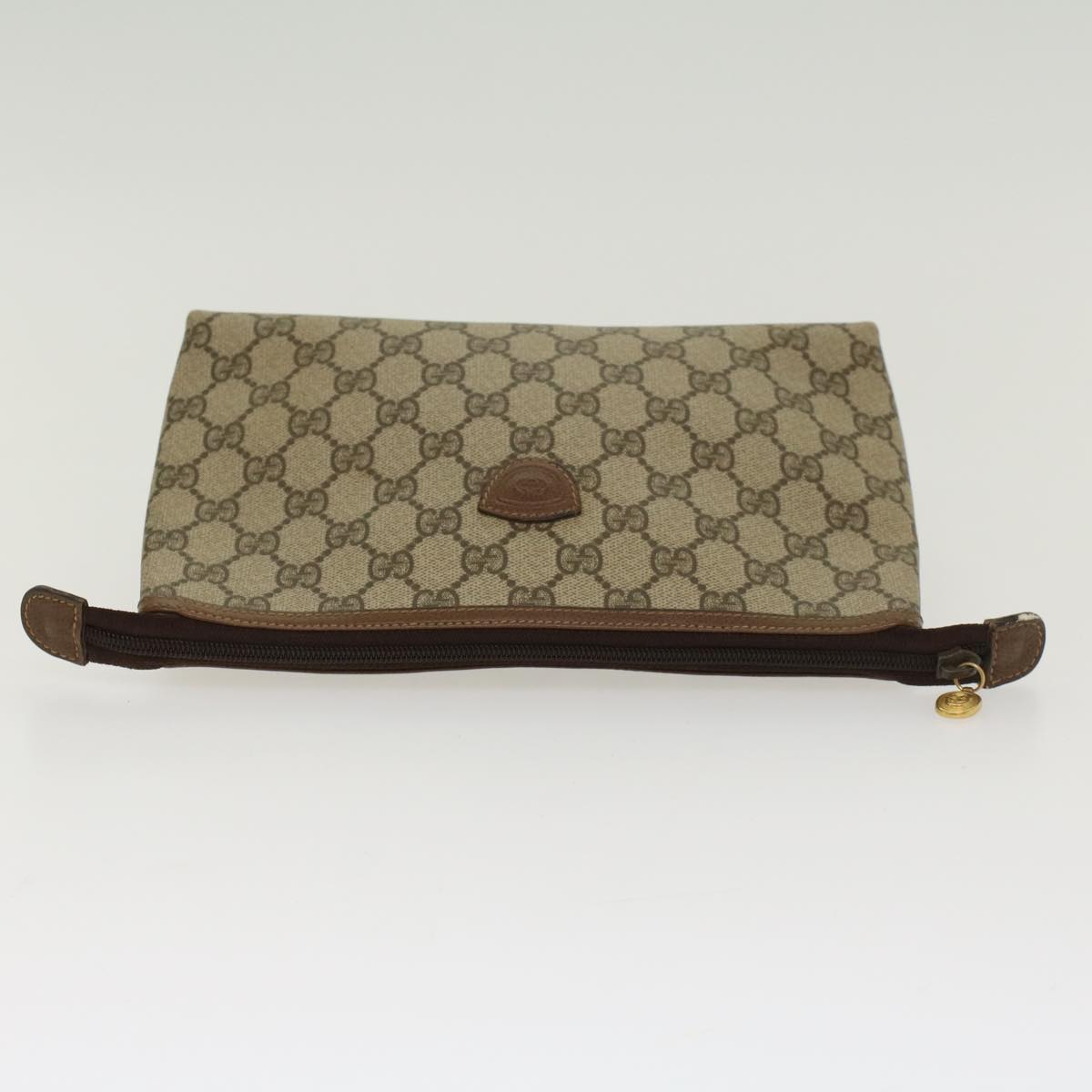 GUCCI GG Canvas Clutch Bag PVC Leather Beige 0141156088 4021  ep901