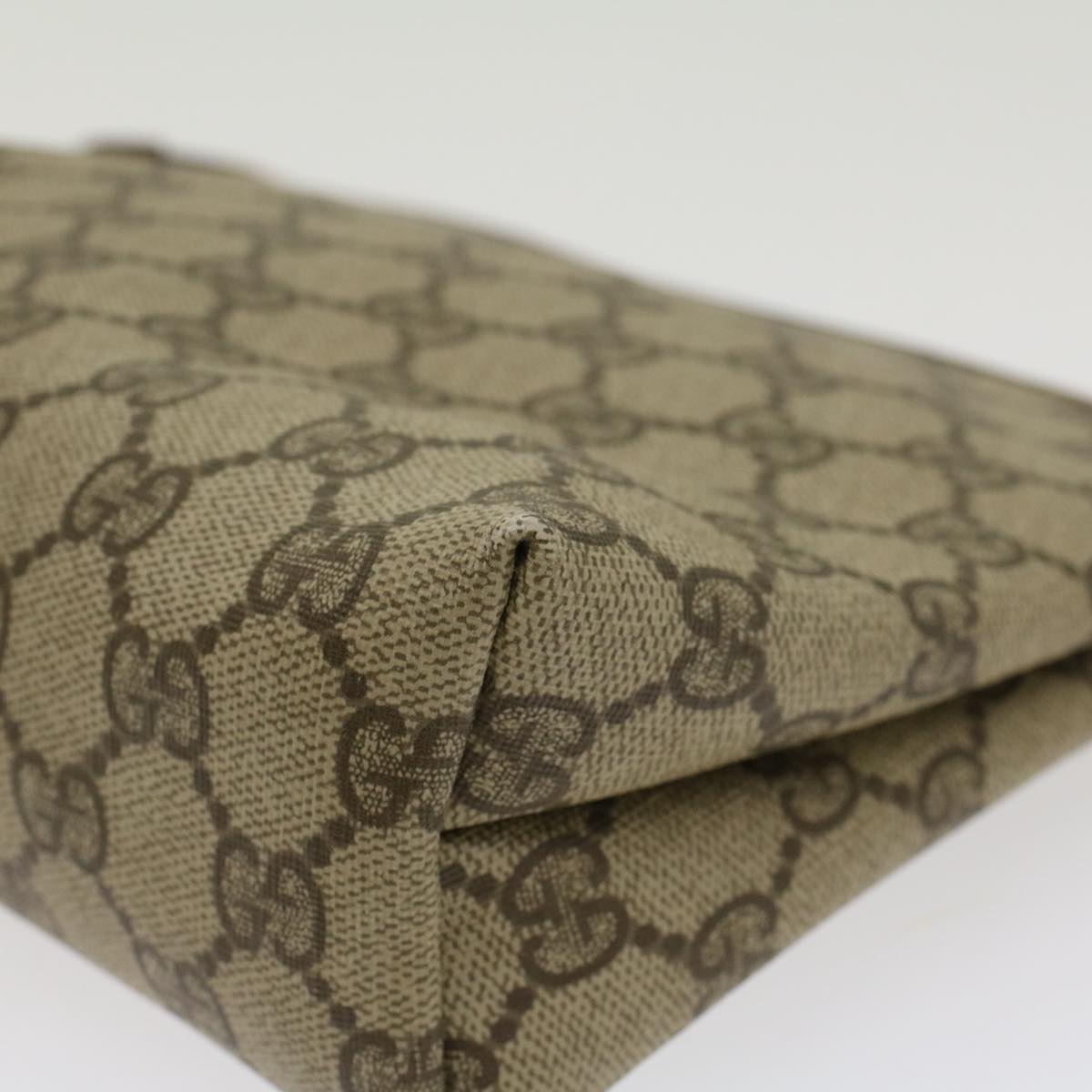 GUCCI GG Canvas Clutch Bag PVC Leather Beige 0141156088 4021  ep901