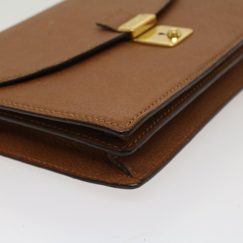 GUCCI Clutch Bag Leather Brown  ep904