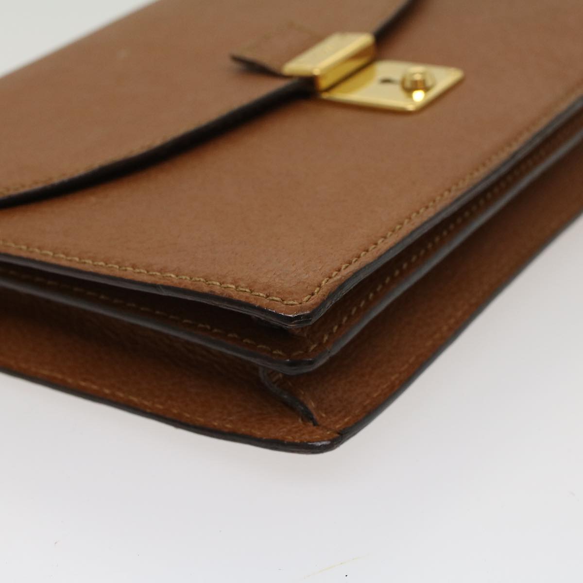 GUCCI Clutch Bag Leather Brown  ep904