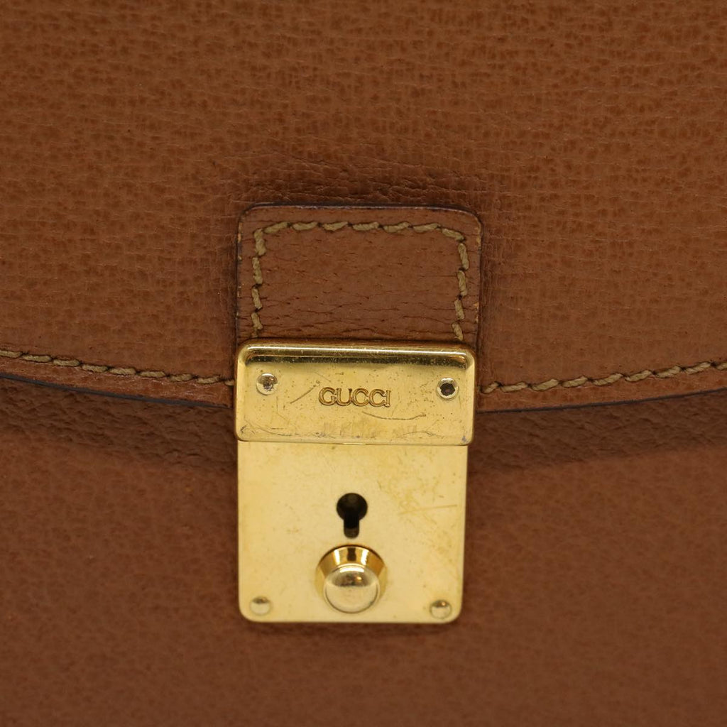 GUCCI Clutch Bag Leather Brown  ep904