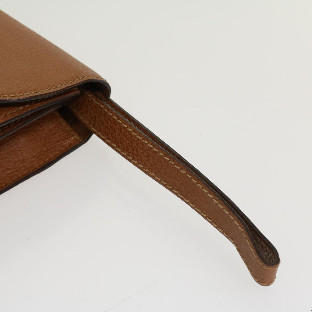 GUCCI Clutch Bag Leather Brown  ep904