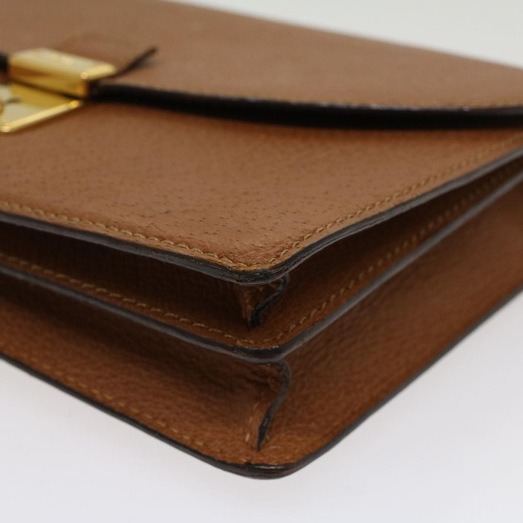 GUCCI Clutch Bag Leather Brown  ep904