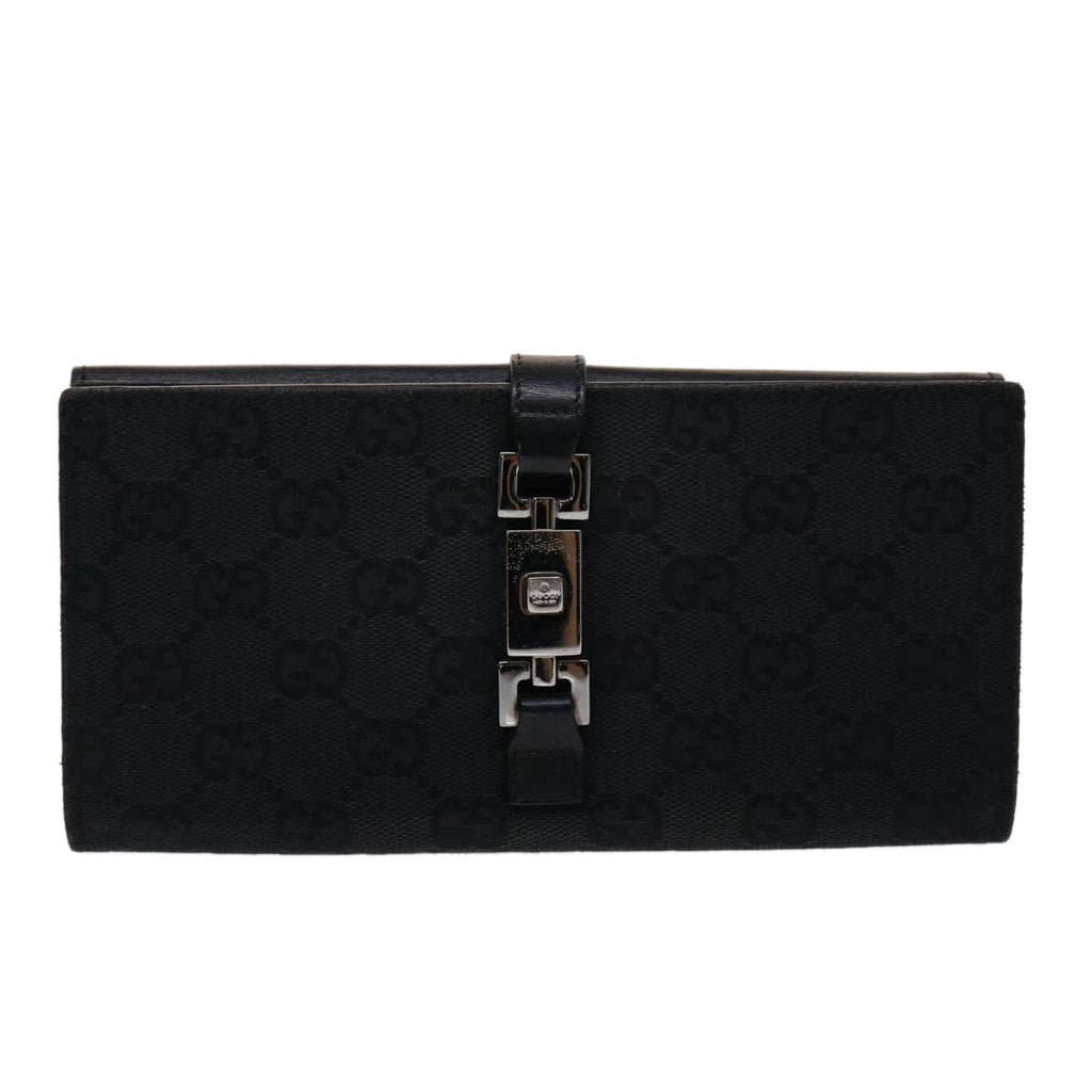 GUCCI GG Canvas Jackie Long Wallet Leather Black  ep953