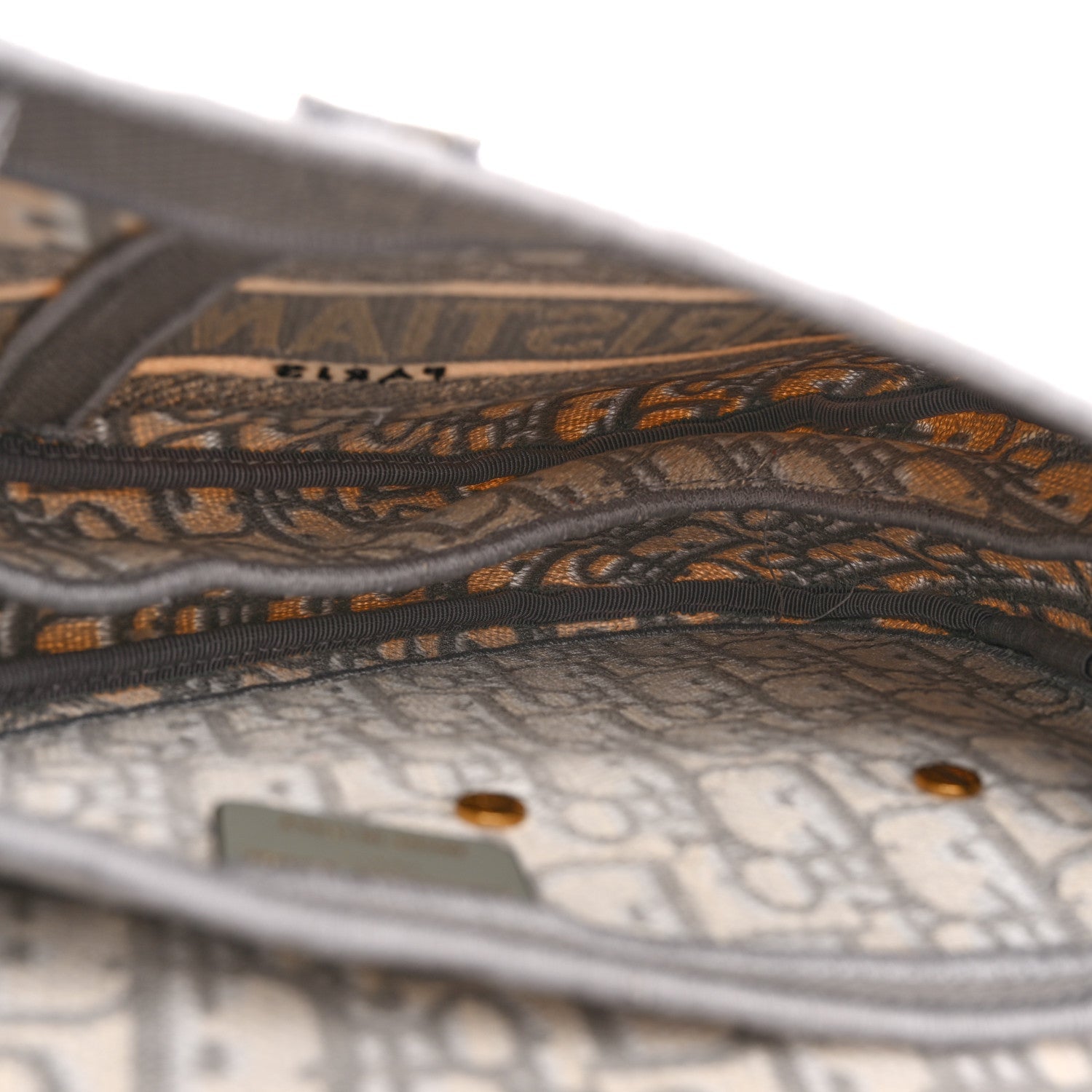 Christian Dior Oblique Embroidered Saddle Bag Gray