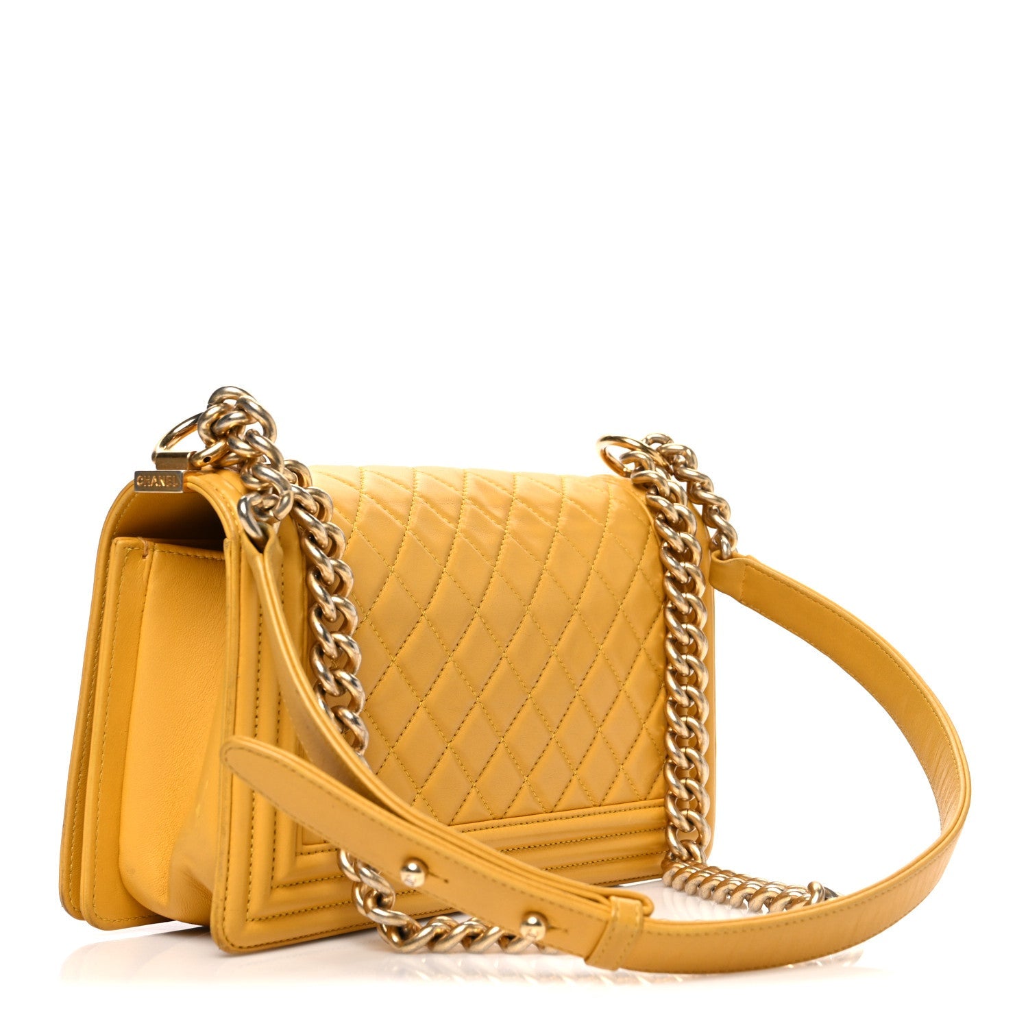 Chanel Lambskin Quilted Medium Boy Flap Yellow