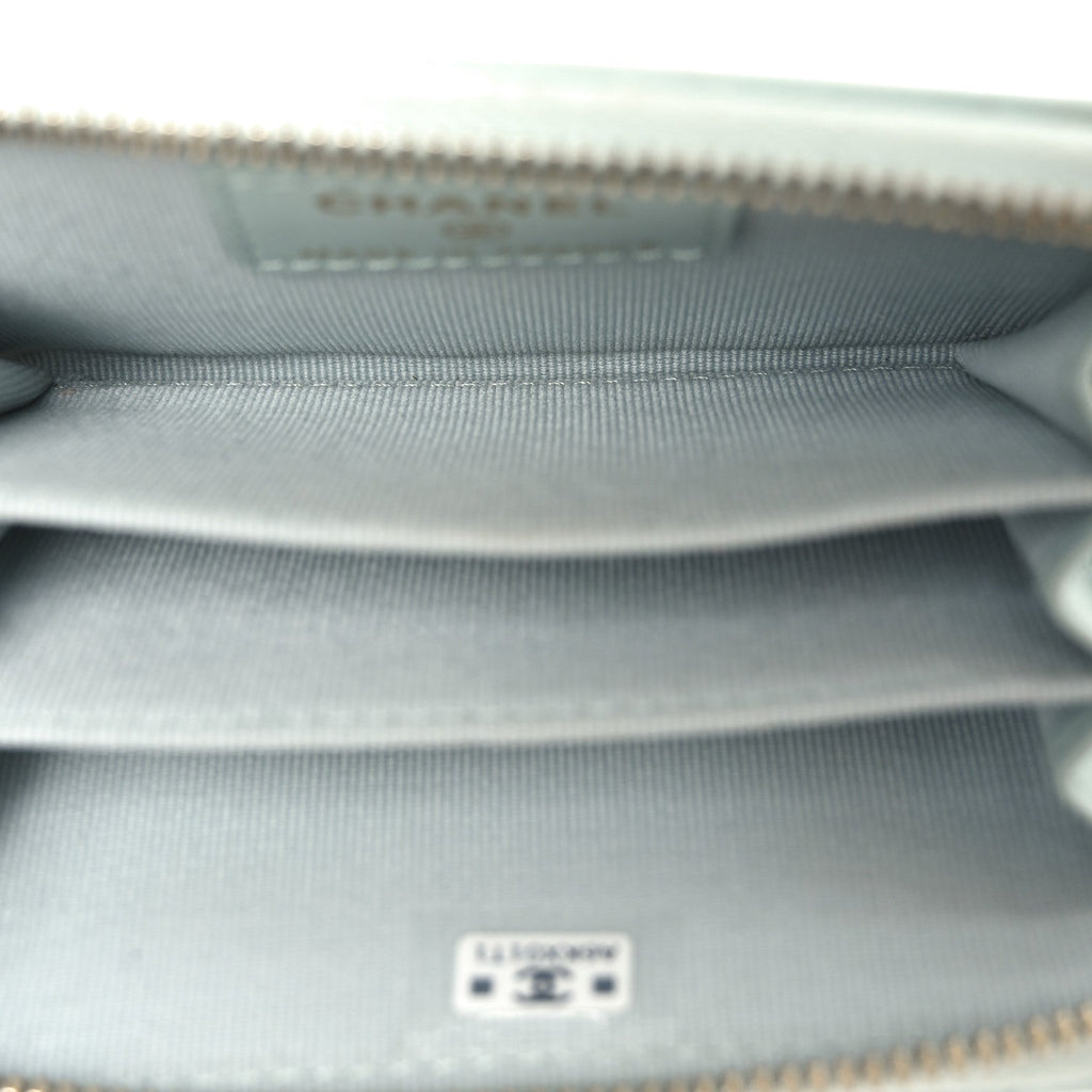 Caviar Quilted Zip Coin Purse Light Green