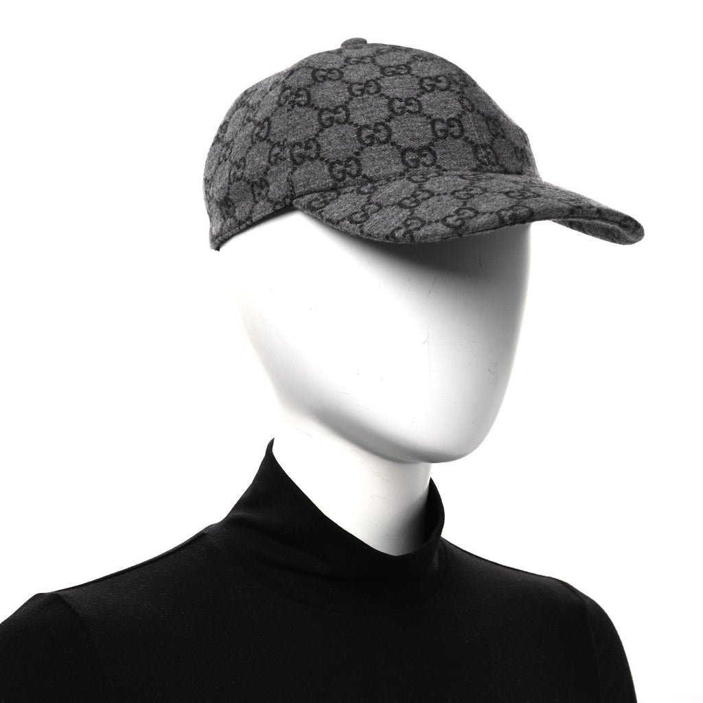 Gucci Covered Wool GG Monogram Baseball Hat L Grey Dark Grey Black