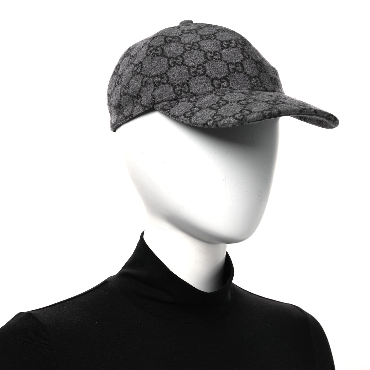 Gucci Covered Wool GG Monogram Baseball Hat L Grey Dark Grey Black
