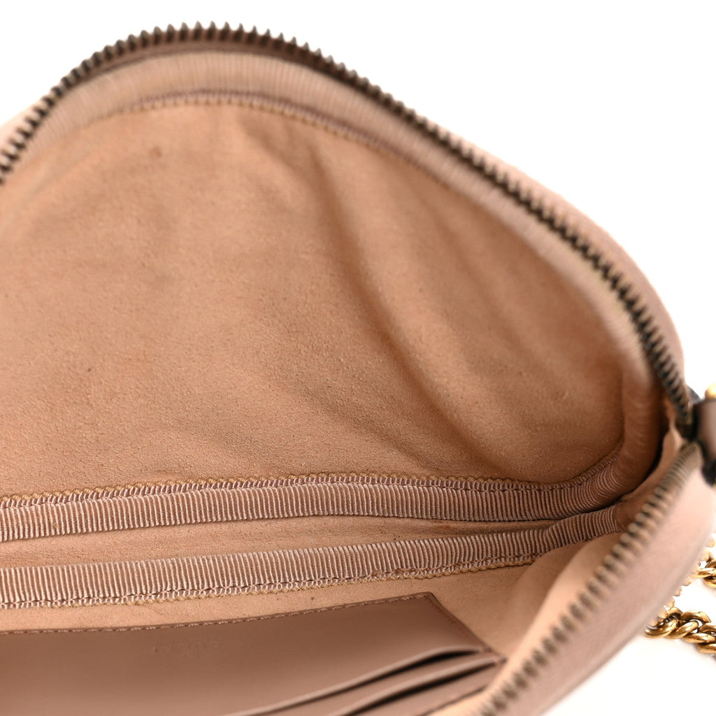 Gucci Calfskin Matelasse Mini GG Marmont Chain Crossbody Bag Porcelain Rose
