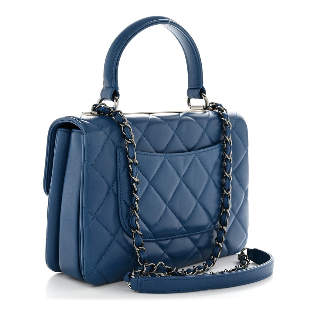Chanel Lambskin Quilted Small Trendy CC Flap Dual Handle Bag Blue
