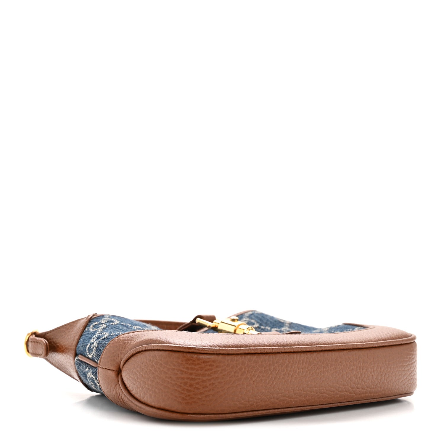 Gucci New Denim GG Monogram Calfskin Mini Jackie 1961 Hobo Blue Tea Cuir