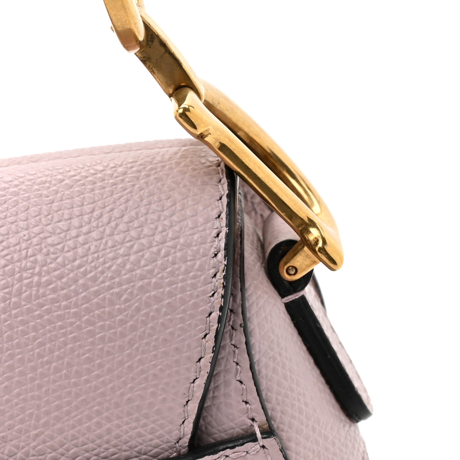 Christian Dior Grained Calfskin Mini Saddle Bag Light Pink