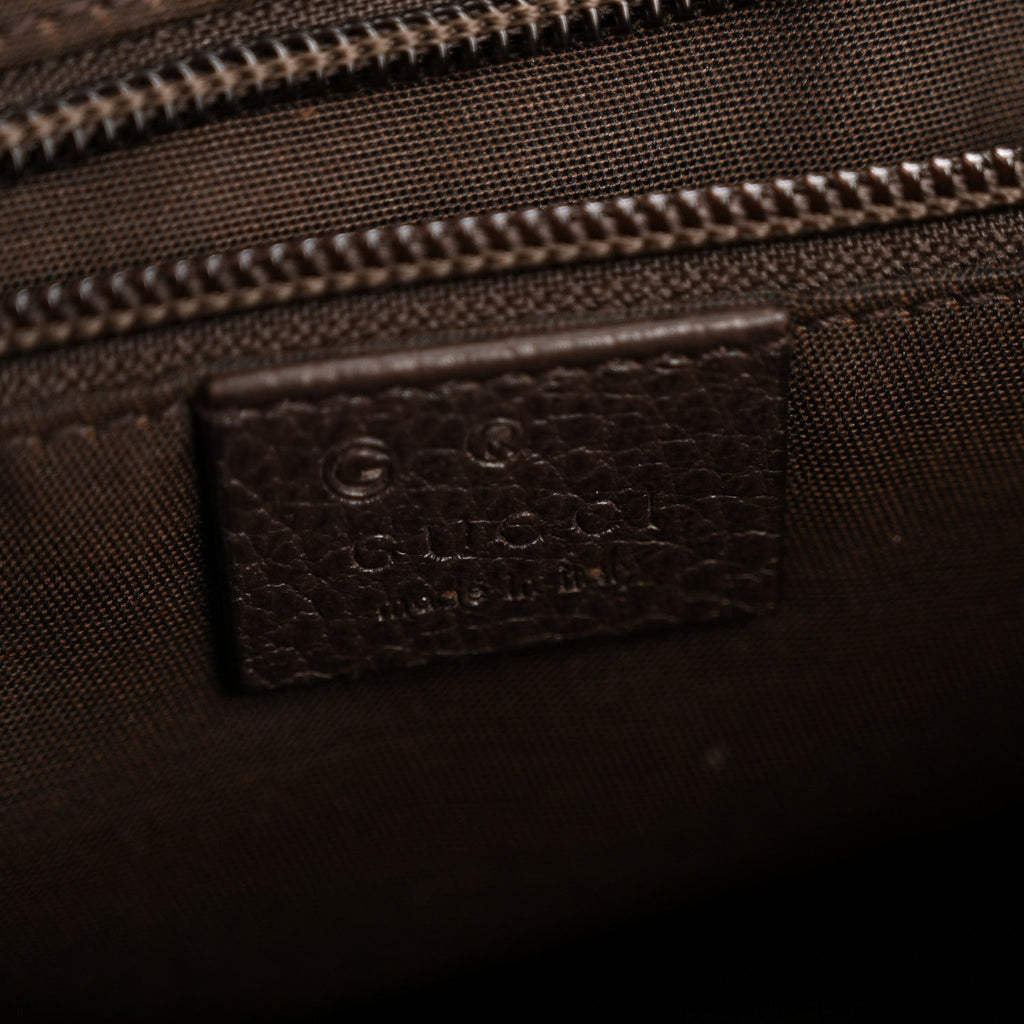 Gucci Monogram Flap Messenger Bag Beige Dark Brown