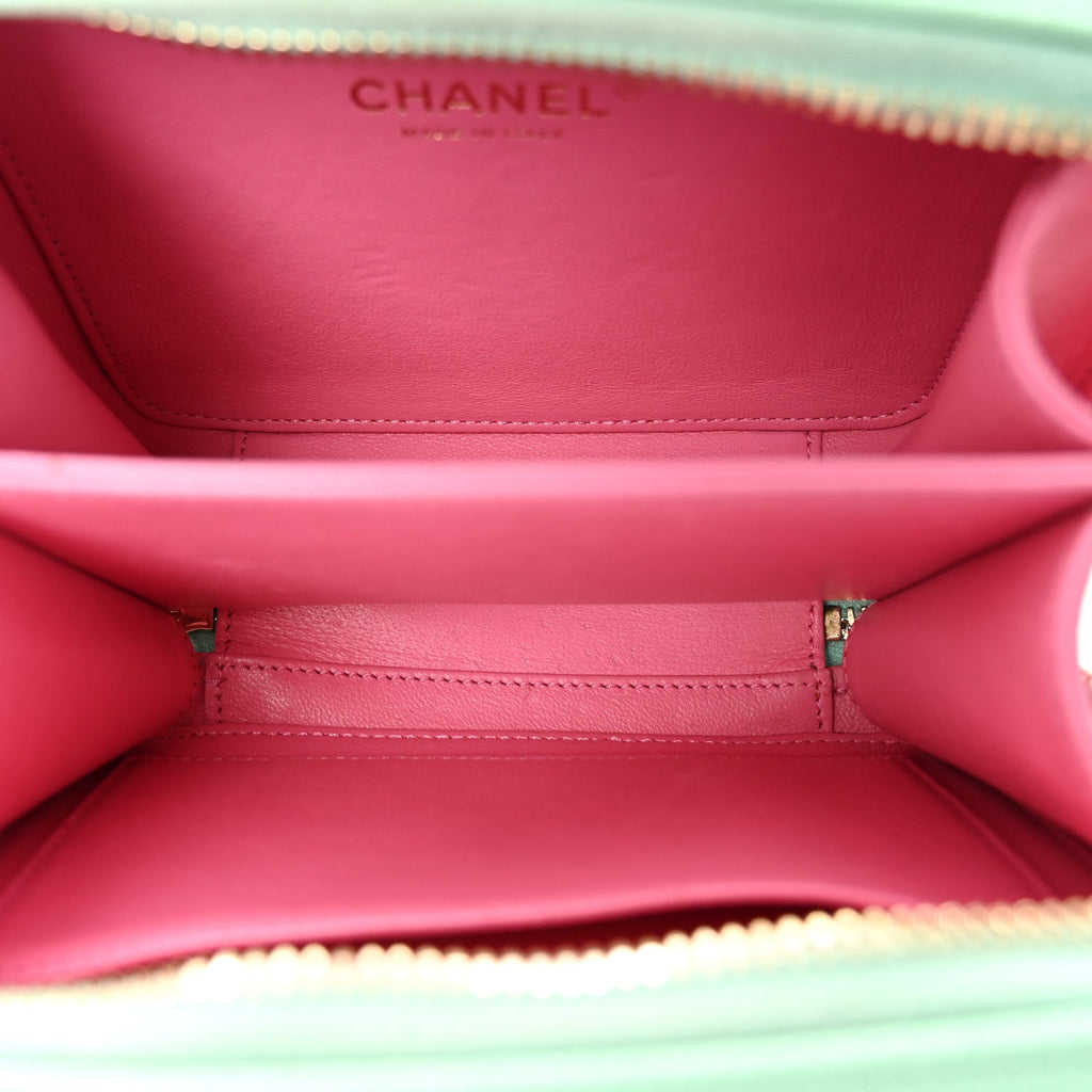 Chanel Caviar Quilted Small CC Filigree Vanity Case Pink Green Blue