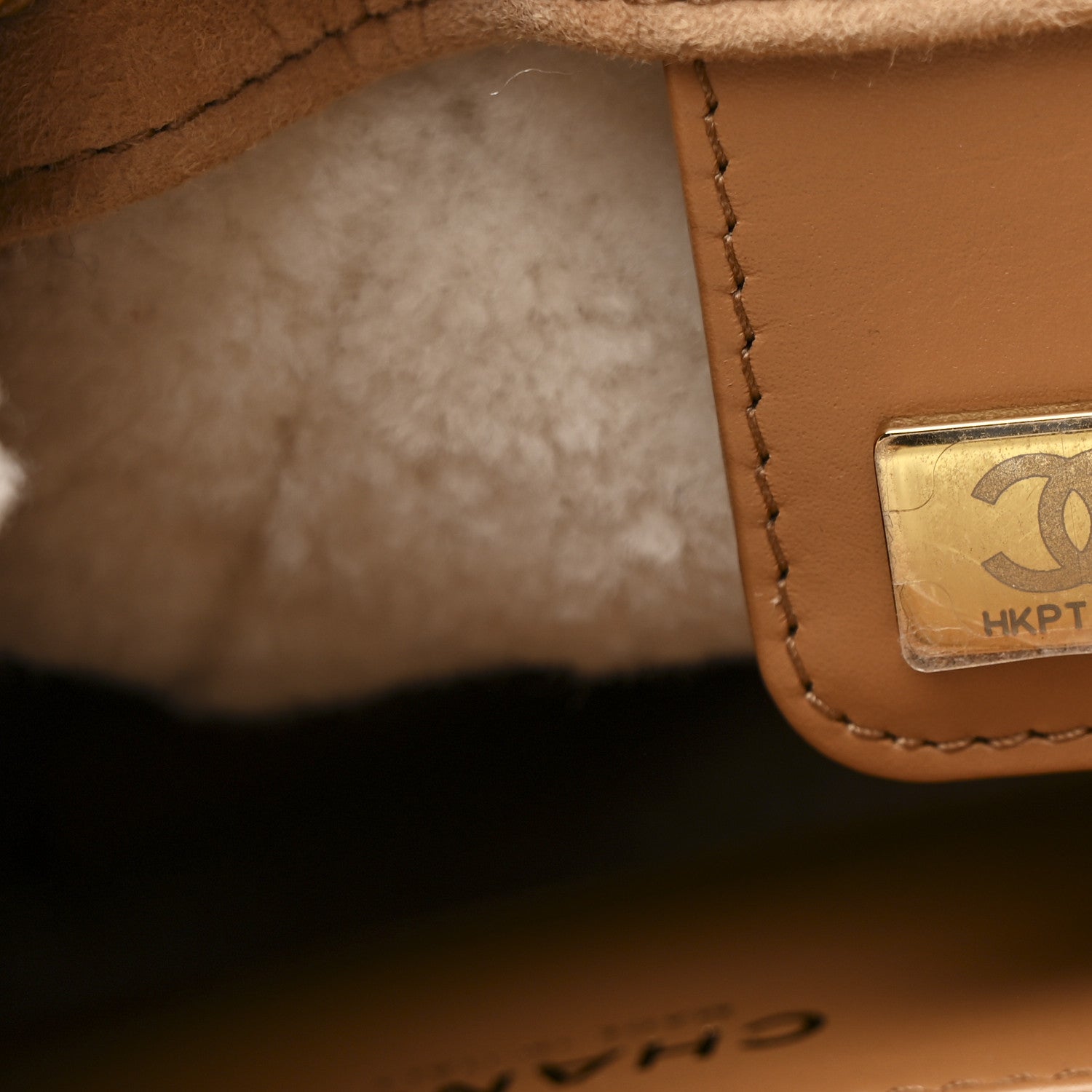 Chanel Suede Shearling Quilted Medium Chanel 25 Handbag Beige Natural